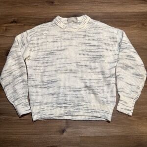 Everlane Cream and Light Gray Marled Crewneck Sweater Size Small